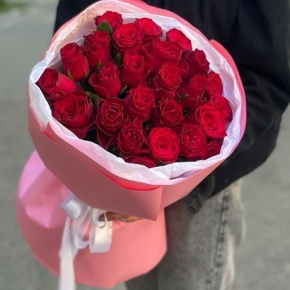 Букет "Эсса" 25 красных роз Кения (60 см) в Дедовске