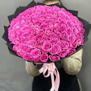 Букет 101 розовой розы Кения (40 см) в Дедовске