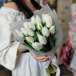 Букет из 15 белых тюльпанов в Дедовске