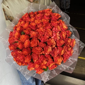 Букет 75 огненных роз (40 см) в Дедовске