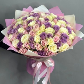 Букет из 101 розы пастельный микс (40 см) в Дедовске