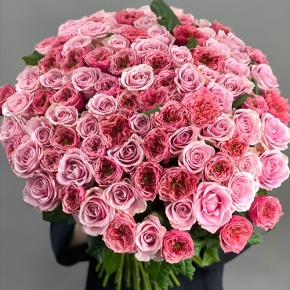 Нежный букет из 101 розы Риджентс парк и Аваланж микс  (70 см) в Дедовске