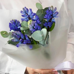 Букет "Мини" из 5 ароматных гиацинтов и эвкалипта в Дедовске