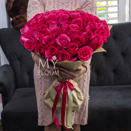 Букет 51 роза Эквадор Пинк Флоид (60 см) в Дедовске