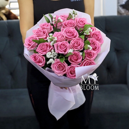 Букет из 21 розовой розы Аква (50 см) в Дедовске